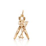 Skis and Poles Charm, 14K Yellow Gold