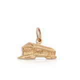 Flat Side View Covered Bridge Charm, 14K Yellow Gold
