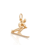 Downhill Skier Charm, 14K Yellow Gold