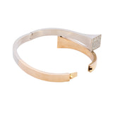 18K Yellow And White Custom Made Gold Diamond Nail Head "Bypass" Hinged Bracelet
